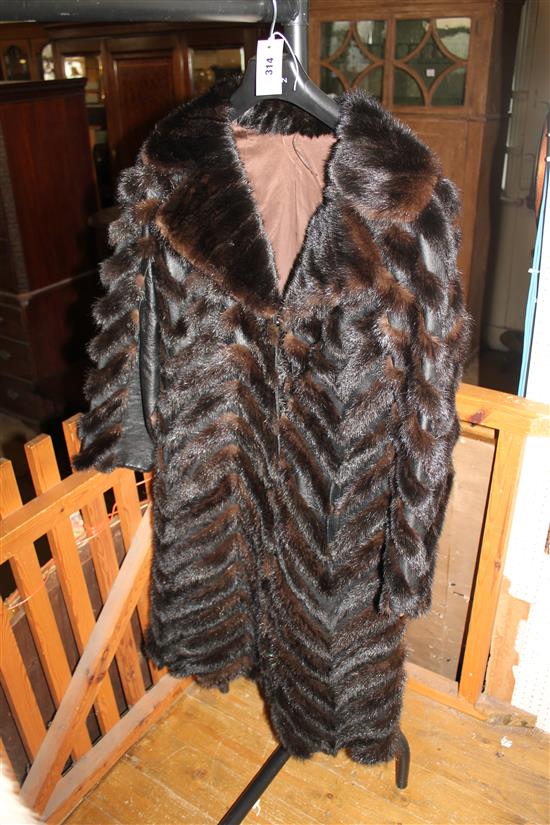 1960s leather & mink fur coat